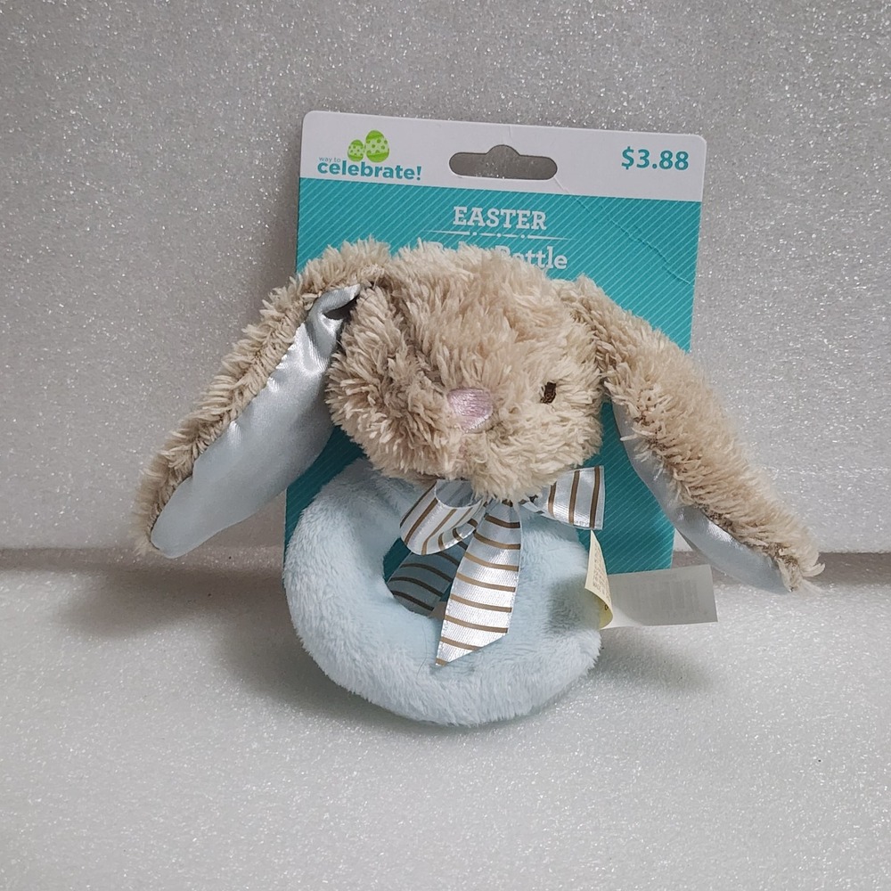 Dan Dee Celebrate Easter Blue Boy Bunny Rabbit Ring Rattle Baby Toy KB475205 5"